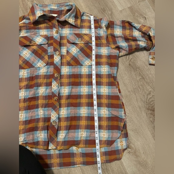 Flannel Button Down Western Shaket Women’s Plus Orange Dark 14w 16w XL XXL Comfy - Picture 6 of 10